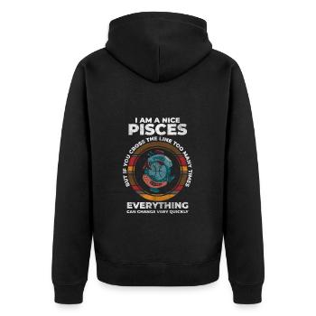 Tierkreiszeichen Neptun März Planet - Unisex Premium Bio Zip Hoodie - Schwarz - Hinten - Nico (187cm)