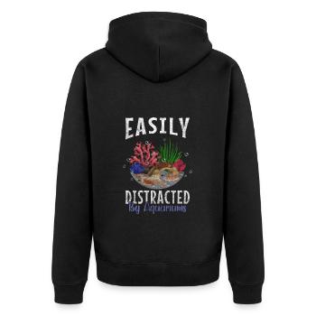 Aquarist Aquarist Fish Food - Unisex Premium Organic Zip Hoodie - black - Back - Nico (187cm)