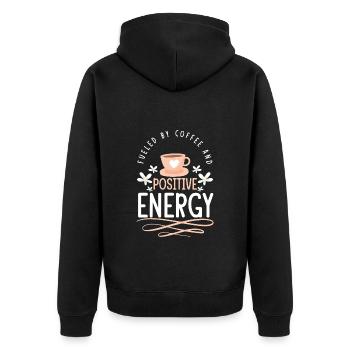 Positiv Mantra Stark - Unisex Premium Bio Zip Hoodie - Schwarz - Hinten - Nico (187cm)