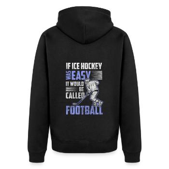 Eishockey Eishockeyschläger Schlittschuhe - Unisex Premium Bio Zip Hoodie - Schwarz - Hinten - Nico (187cm)