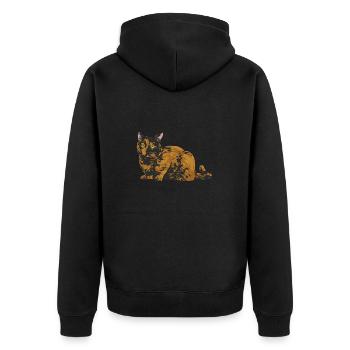 Schildpatt Katze Tortoiseshell Cat Tortie - Unisex Premium Bio Zip Hoodie - Schwarz - Hinten - Nico (187cm)