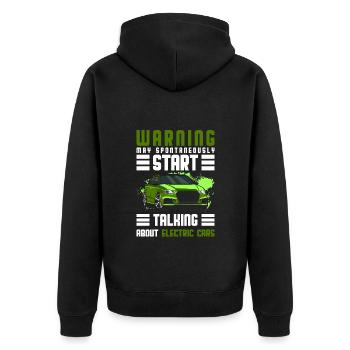 Elektromobilität Leise Elektro Klima - Unisex Premium Bio Zip Hoodie - Schwarz - Hinten - Nico (187cm)
