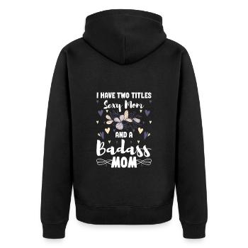 Alleinerziehend Team Verantwortung - Unisex Premium Bio Zip Hoodie - Schwarz - Hinten - Nico (187cm)
