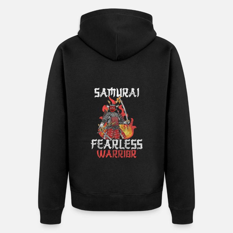 Combattant, Épée, Courage, Katana - Veste à capuche bio Premium Unisexe - noir