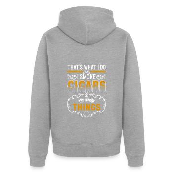 Tobacco Cigar Cant Drug - Unisex Premium Organic Zip Hoodie - heather grey - Back - Nico (187cm)