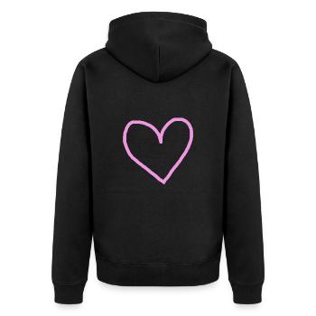 Rosa Herz Geschenkidee pink - Unisex Premium Bio Zip Hoodie - Schwarz - Hinten - Nico (187cm)