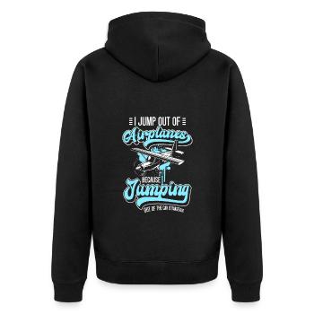 Fallschirmspringer Adrenalin Fliegen Base Jump - Unisex Premium Bio Zip Hoodie - Schwarz - Hinten - Nico (187cm)