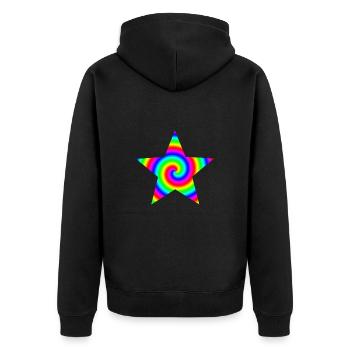 Stern Regenbogen Spirale Geschenkidee bunt - Unisex Premium Bio Zip Hoodie - Schwarz - Hinten - Nico (187cm)