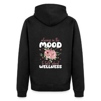 Wellness Meditation Urlaub - Unisex Premium Bio Zip Hoodie - Schwarz - Hinten - Nico (187cm)