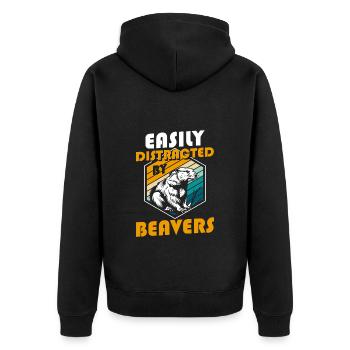Animal Dam Canada Teeth - Unisex Premium Organic Zip Hoodie - black - Back - Nico (187cm)