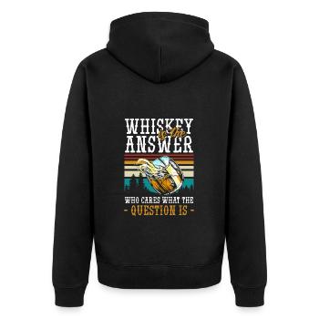 Schnaps Flasche Mann Rausch - Unisex Premium Bio Zip Hoodie - Schwarz - Hinten - Nico (187cm)