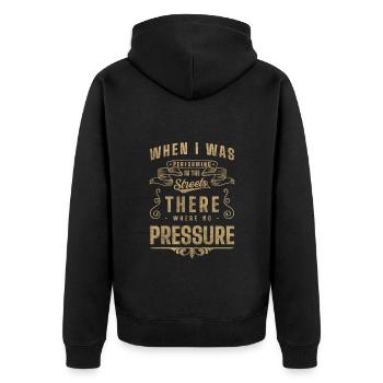 Straßenmusiker Stadtmusikant Konzert - Unisex Premium Bio Zip Hoodie - Schwarz - Hinten - Nico (187cm)