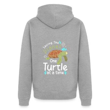Meer Tier Natur Artenschutz - Unisex Premium Bio Zip Hoodie - Grau meliert - Hinten - Nico (187cm)