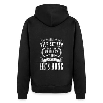 Craftsman House Work Training - Unisex Premium Organic Zip Hoodie - black - Back - Nico (187cm)