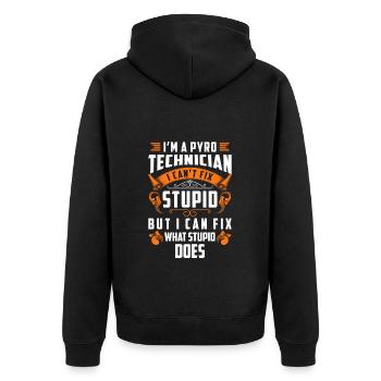 Pyro Neujahr Knaller Stadion - Unisex Premium Bio Zip Hoodie - Schwarz - Hinten - Nico (187cm)