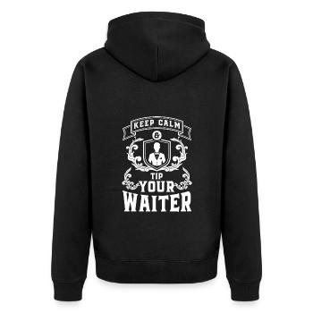 Kellnerin Gäste Service Reservierung - Unisex Premium Bio Zip Hoodie - Schwarz - Hinten - Nico (187cm)