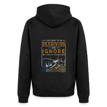 Fallschirmspringen Leidenschaft Freifall - Unisex Premium Bio Zip Hoodie - Schwarz - Hinten - Nico (187cm)