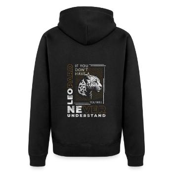 Leopard Animal Animal Welfare Earth - Unisex Premium Organic Zip Hoodie - black - Back - Nico (187cm)