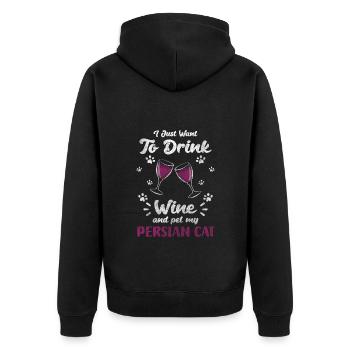 Perser Langhaarkatze - Unisex Premium Bio Zip Hoodie - Schwarz - Hinten - Nico (187cm)