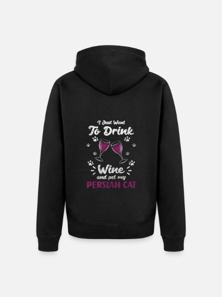 Persian Longhair Cat - Unisex Premium Organic Zip Hoodie - black