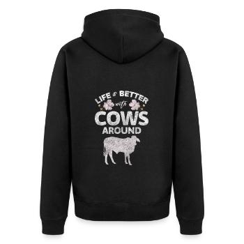pis de lait de vache vache laitière - Veste à capuche bio Premium Unisexe - noir - Dos - Nico (187cm)
