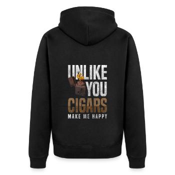 Zigarre Raucher Gentlemen Club Luxus Qualm - Unisex Premium Bio Zip Hoodie - Schwarz - Hinten - Nico (187cm)