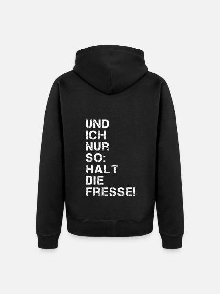 Fresse halten - Unisex Premium Bio Zip Hoodie - Schwarz