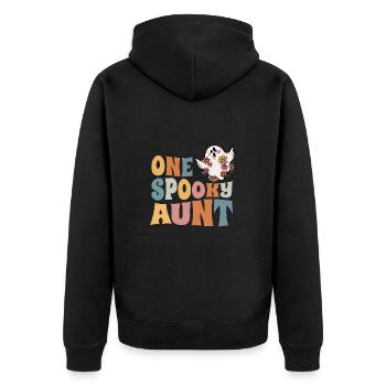 One Spooky Aunt Groovy Halloween Costume - Unisex Premium Organic Zip Hoodie - black - Back - Nico (187cm)