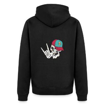 Rock Skull - Unisex Premium Bio Zip Hoodie - Schwarz - Hinten - Nico (187cm)