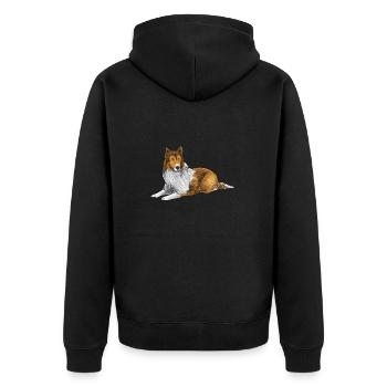 Collie à poil long Collie rugueux Chien - Veste à capuche bio Premium Unisexe - noir - Dos - Nico (187cm)