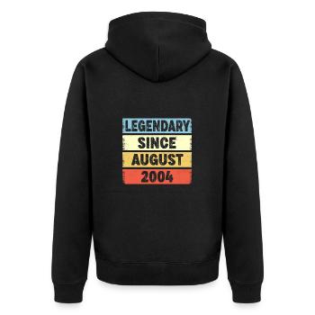 Legendary Since August 2004 18. Geburtstag - Unisex Premium Bio Zip Hoodie - Schwarz - Hinten - Nico (187cm)
