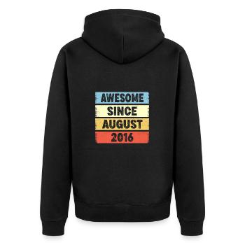 Awesome Since August 2016 6. Geburtstag - Unisex Premium Bio Zip Hoodie - Schwarz - Hinten - Nico (187cm)