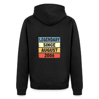 Legendary Since August 2006 16. Geburtstag - Unisex Premium Bio Zip Hoodie - Schwarz - Hinten - Nico (187cm)
