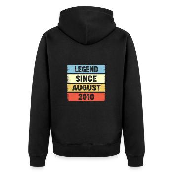 Legend Since August 2010 12. Geburtstag - Unisex Premium Bio Zip Hoodie - Schwarz - Hinten - Nico (187cm)