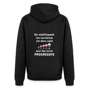 En vieillissant ma vue baisse t-shirt jeu de mots - Veste à capuche bio Premium Unisexe - noir - Dos - Nico (187cm)