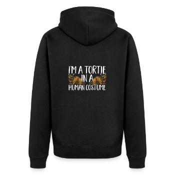Schildpatt Katze Tortoiseshell Cat Tortie - Unisex Premium Bio Zip Hoodie - Schwarz - Hinten - Nico (187cm)