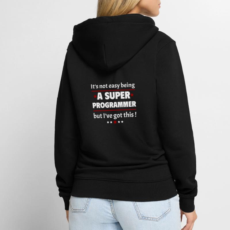 Es ist nicht einfach, ein Super-Programmierer Unisex Premium Bio Zip Hoodie
