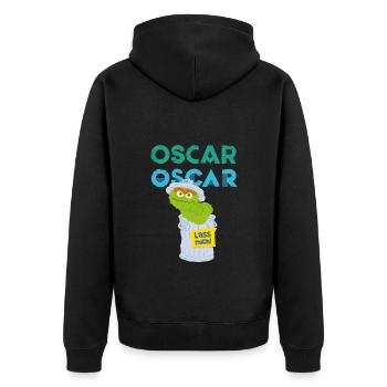 Sesamstraße Oscar Lass Mich - Unisex Premium Bio Zip Hoodie - Schwarz - Hinten - Nico (187cm)