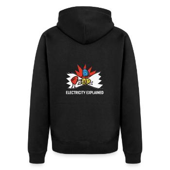 Electricity explained - Ohm Volt Ampere - Unisex Premium Bio Zip Hoodie - Schwarz - Hinten - Nico (187cm)