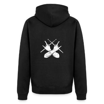 Rock n Roll - Drummer - Unisex Premium Bio Zip Hoodie - Schwarz - Hinten - Nico (187cm)
