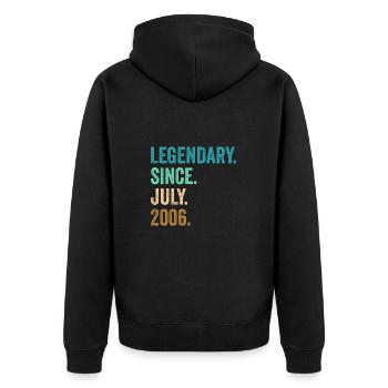 Legendary Since July 2006 16. Geburtstag - Unisex Premium Bio Zip Hoodie - Schwarz - Hinten - Nico (187cm)