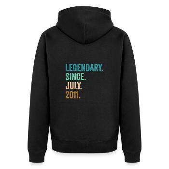 Legendary Since July 2011 11. Geburtstag - Unisex Premium Bio Zip Hoodie - Schwarz - Hinten - Nico (187cm)