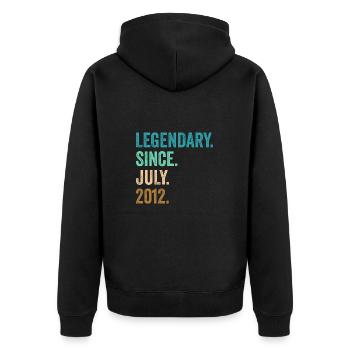 10 Years Old Legendary Since July 2012 10th - Unisex Premium Organic Zip Hoodie - black - Back - Nico (187cm)