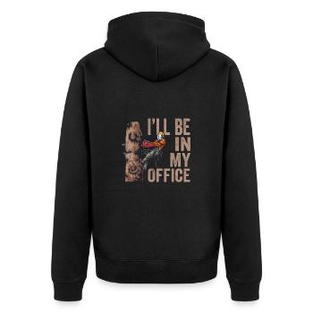 Motorsäge I'll Be In My Office Holzfäller - Unisex Premium Bio Zip Hoodie - Schwarz - Hinten - Nico (187cm)