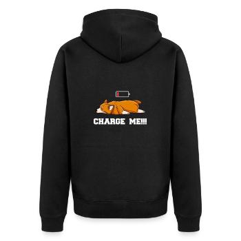 Charge Me Cute Dog Corgi Design - Unisex Premium Organic Zip Hoodie - black - Back - Nico (187cm)