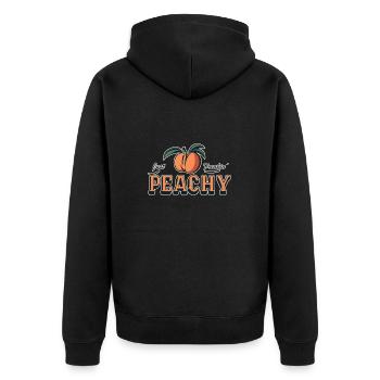 just peachy - peach fruit saying - Unisex Premium Organic Zip Hoodie - black - Back - Nico (187cm)