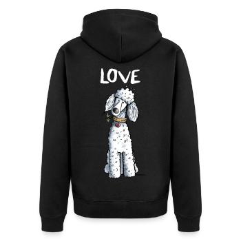 I Love Pudel - Unisex Premium Bio Zip Hoodie - Schwarz - Hinten - Nico (187cm)