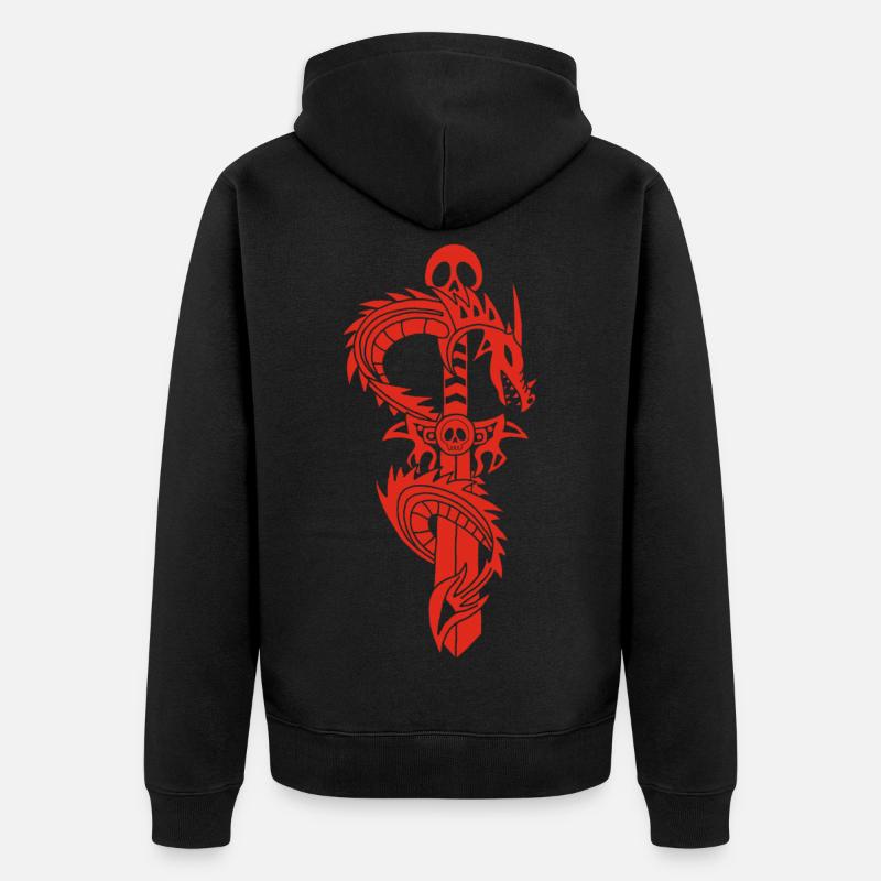 Le dragon rouge et l'épée - Veste à capuche bio Premium Unisexe - noir