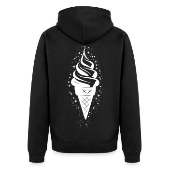 Croquis de cornet de crème glacée - Veste à capuche bio Premium Unisexe - noir - Dos - Nico (187cm)