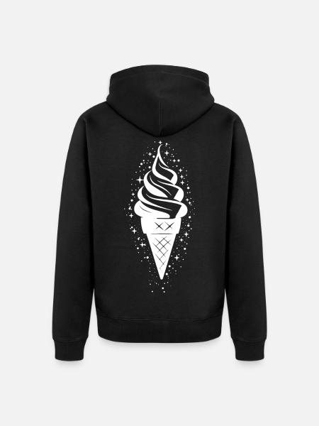 Ice cream cone sketch - Unisex Premium Organic Zip Hoodie - black